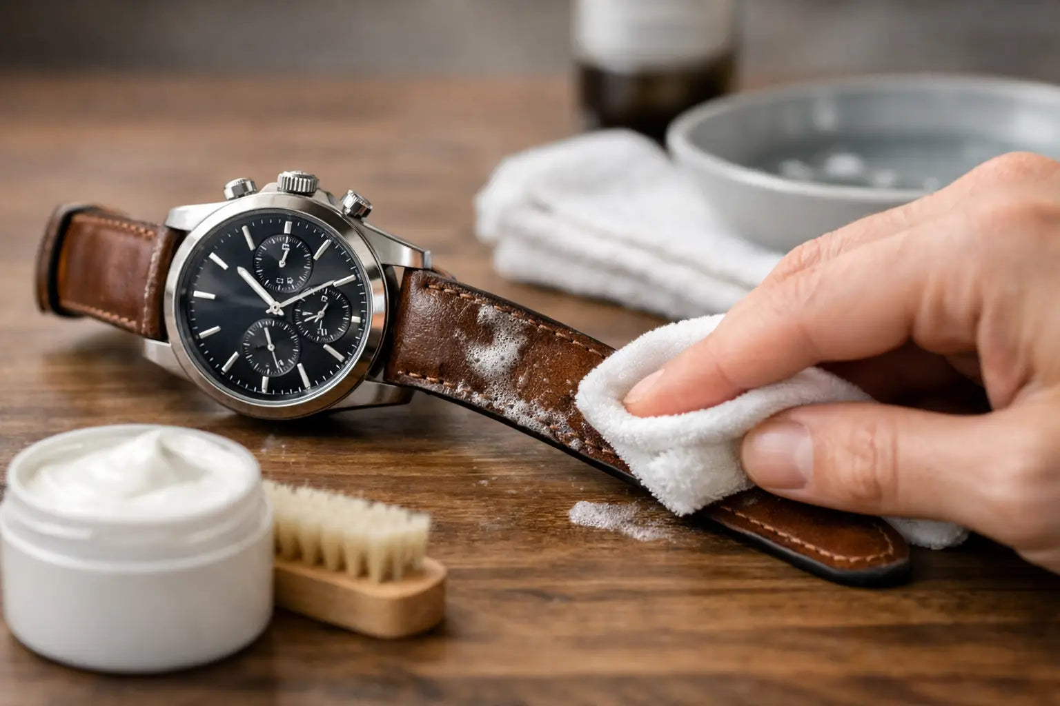 Slik rense skinnrem på klokke riktig