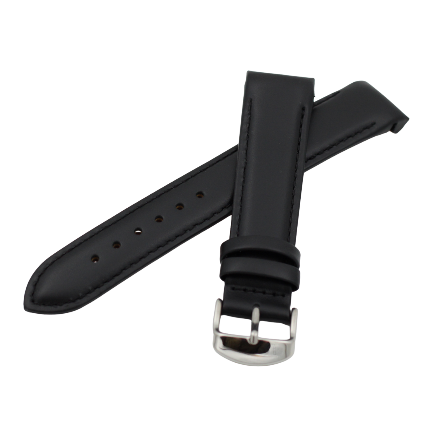 Fuld sort mat buet sort læderrem