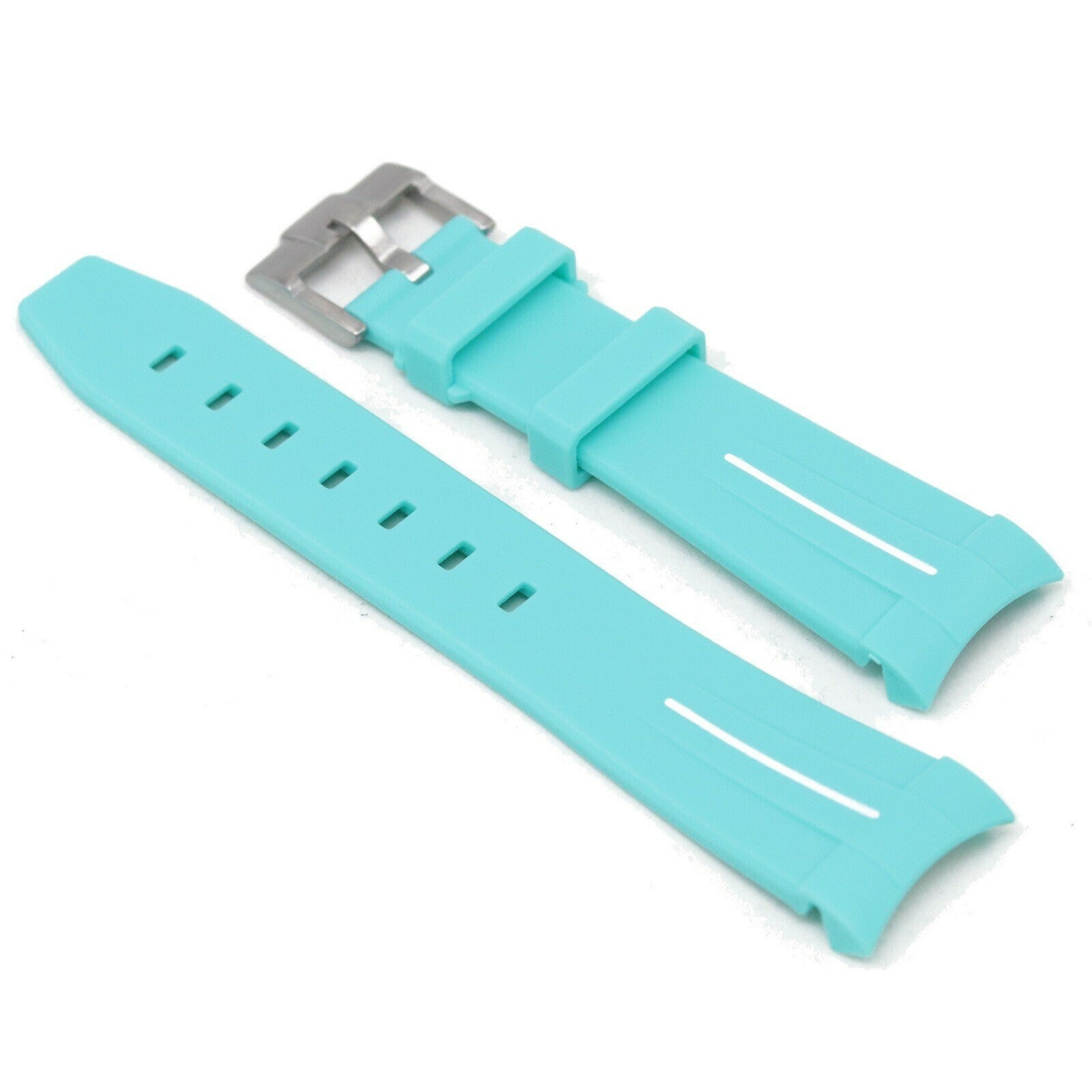 Gummirem Buet 22mm Tiffany blå/hvid