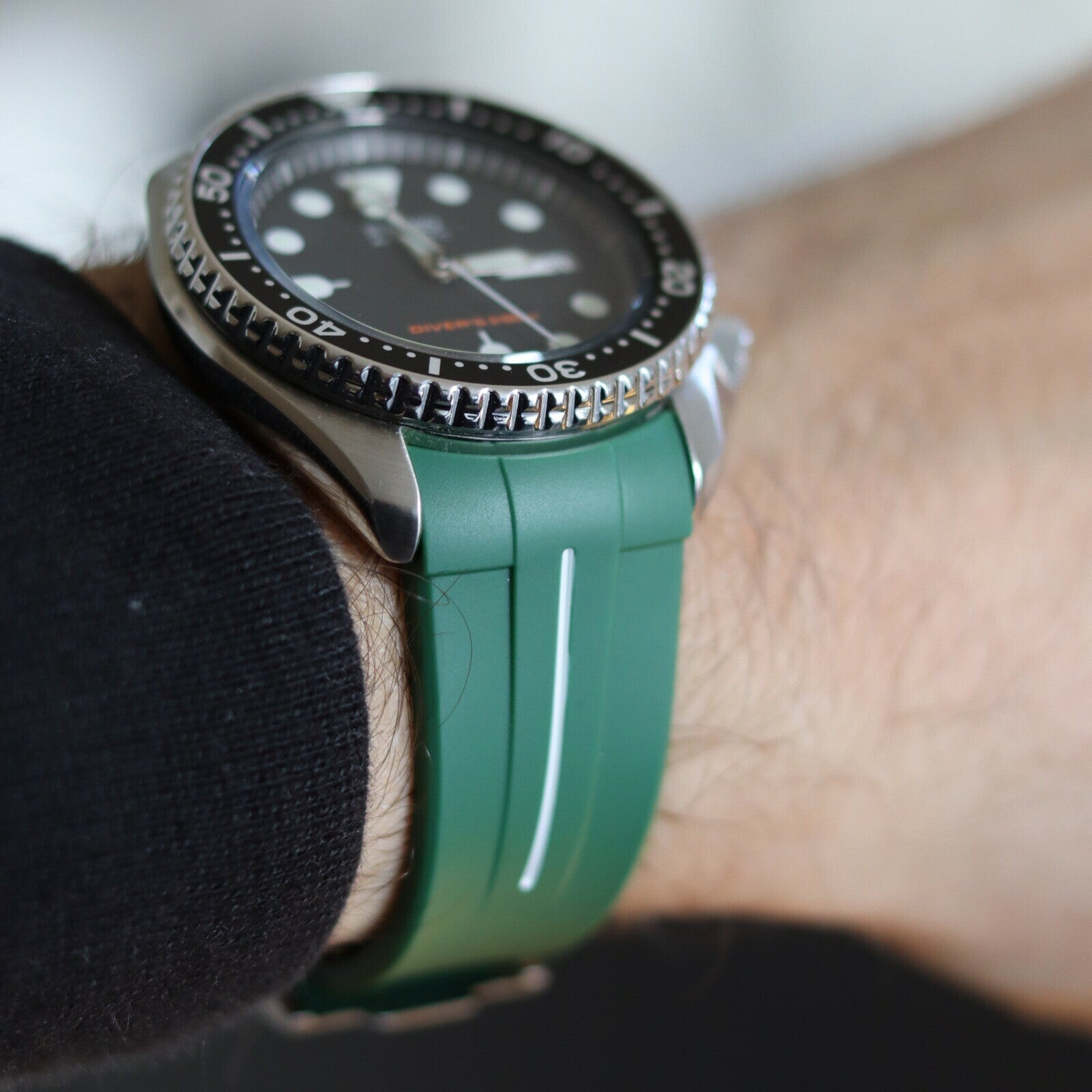 Gummirem Buet 22mm Grøn/hvid