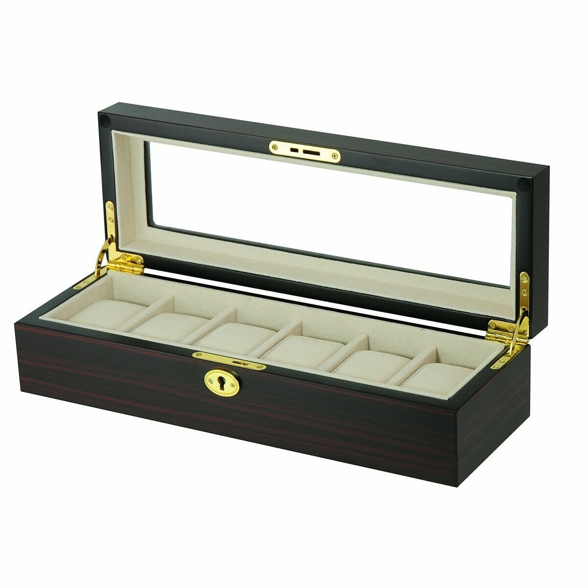 Træurkasse til 6 ure Mørkt træ