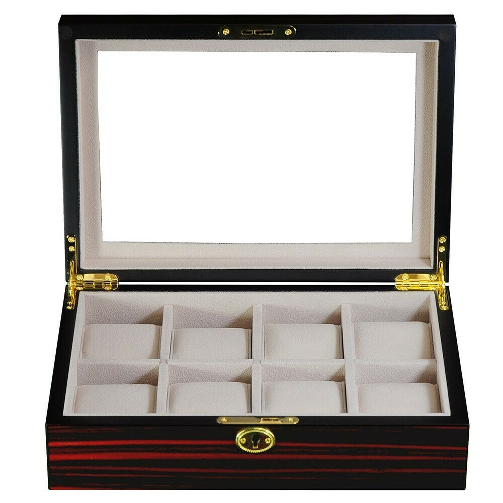 Urkasse i mørkt træ til 8 ure