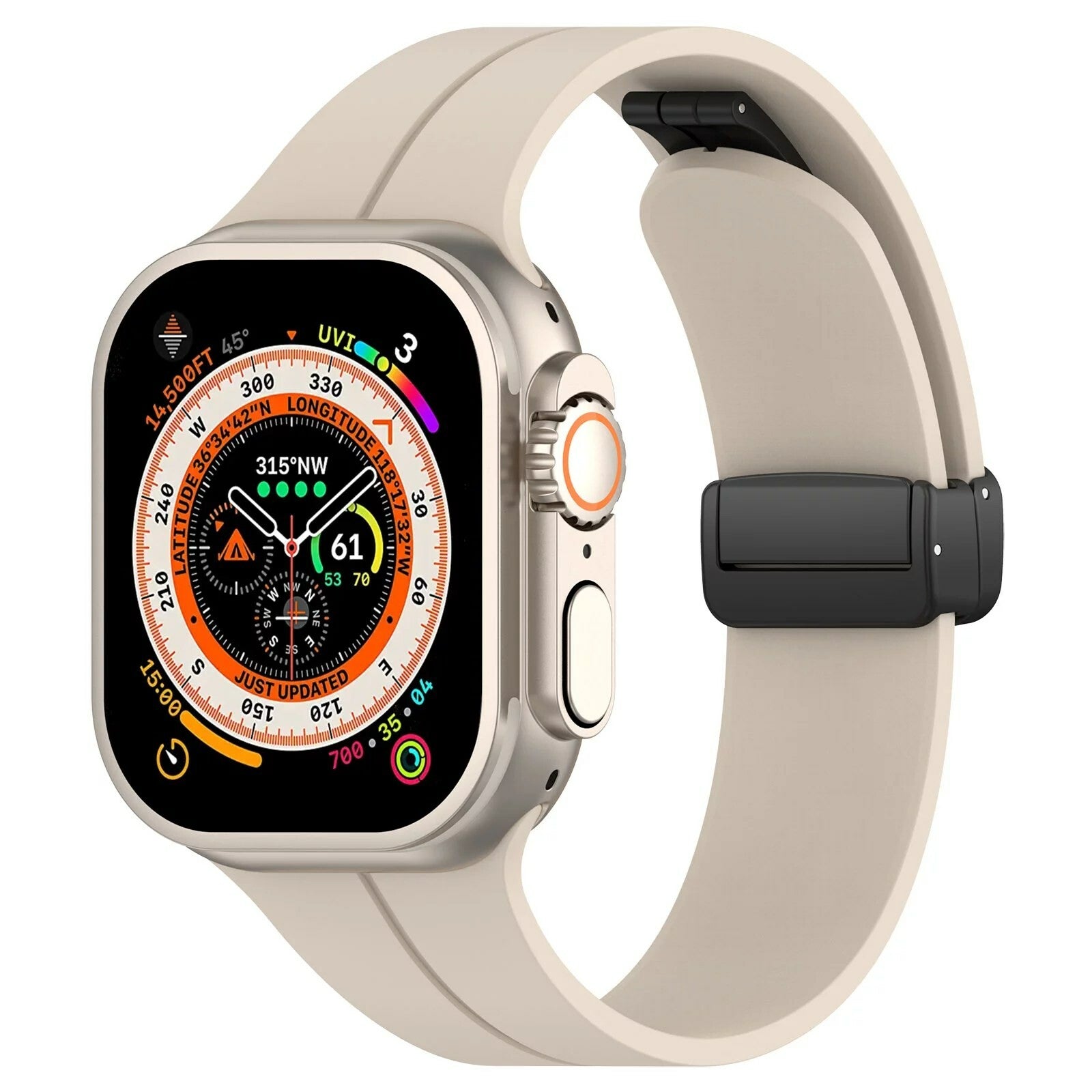 Gummirem til Apple Watch Sort 42/44/49mm Beige