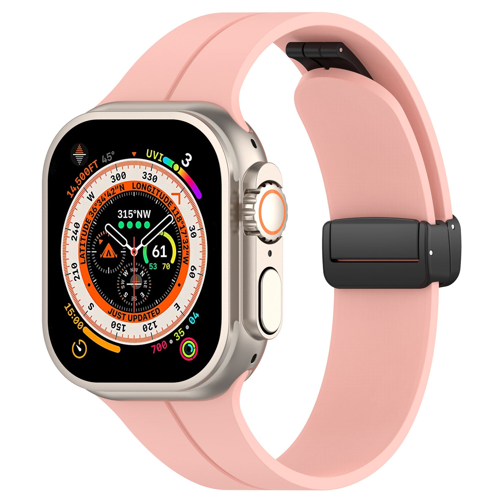 Gummirem til Apple Watch Sort 42/44/49mm Lyserød