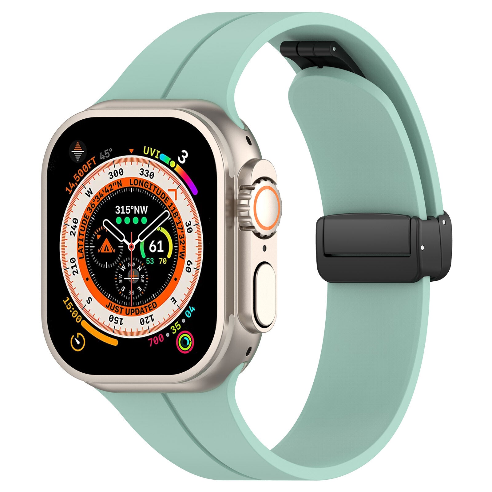 Gummirem til Apple Watch Sort 42/44/49mm Turkis