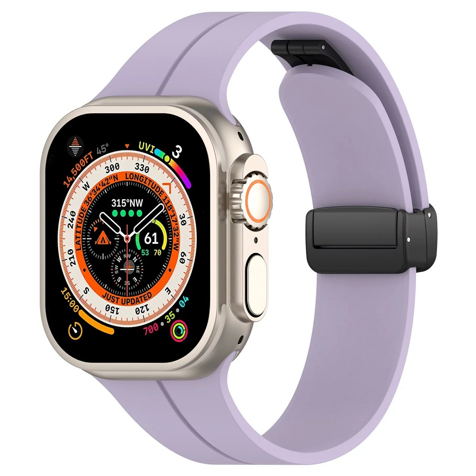 Gummirem til Apple Watch Sort 42/44/49mm Lilla