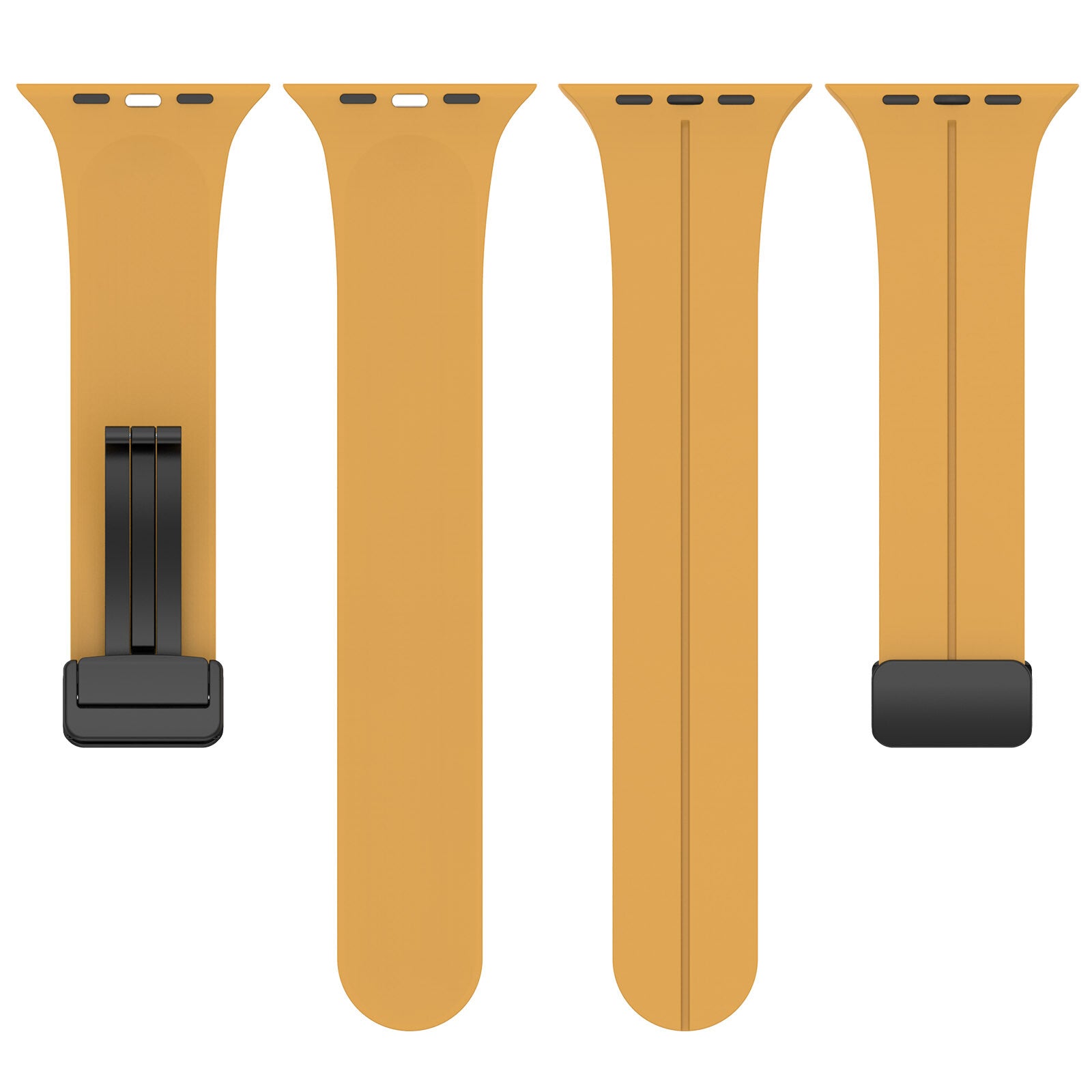 Gummirem til Apple Watch Mørkegul - Sort spænde