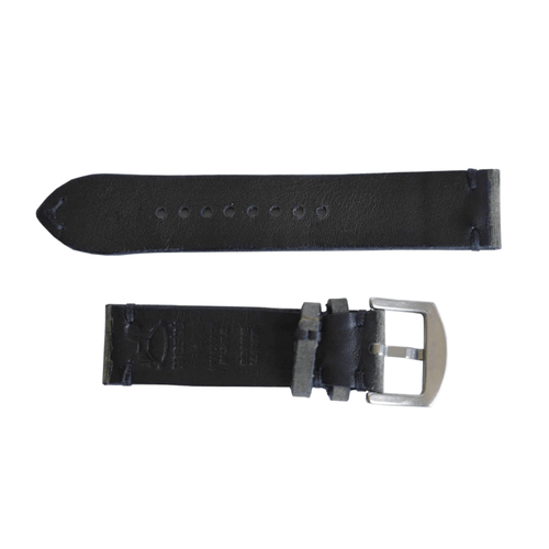 Grå læderrem med sorte detaljer - Martu Leather