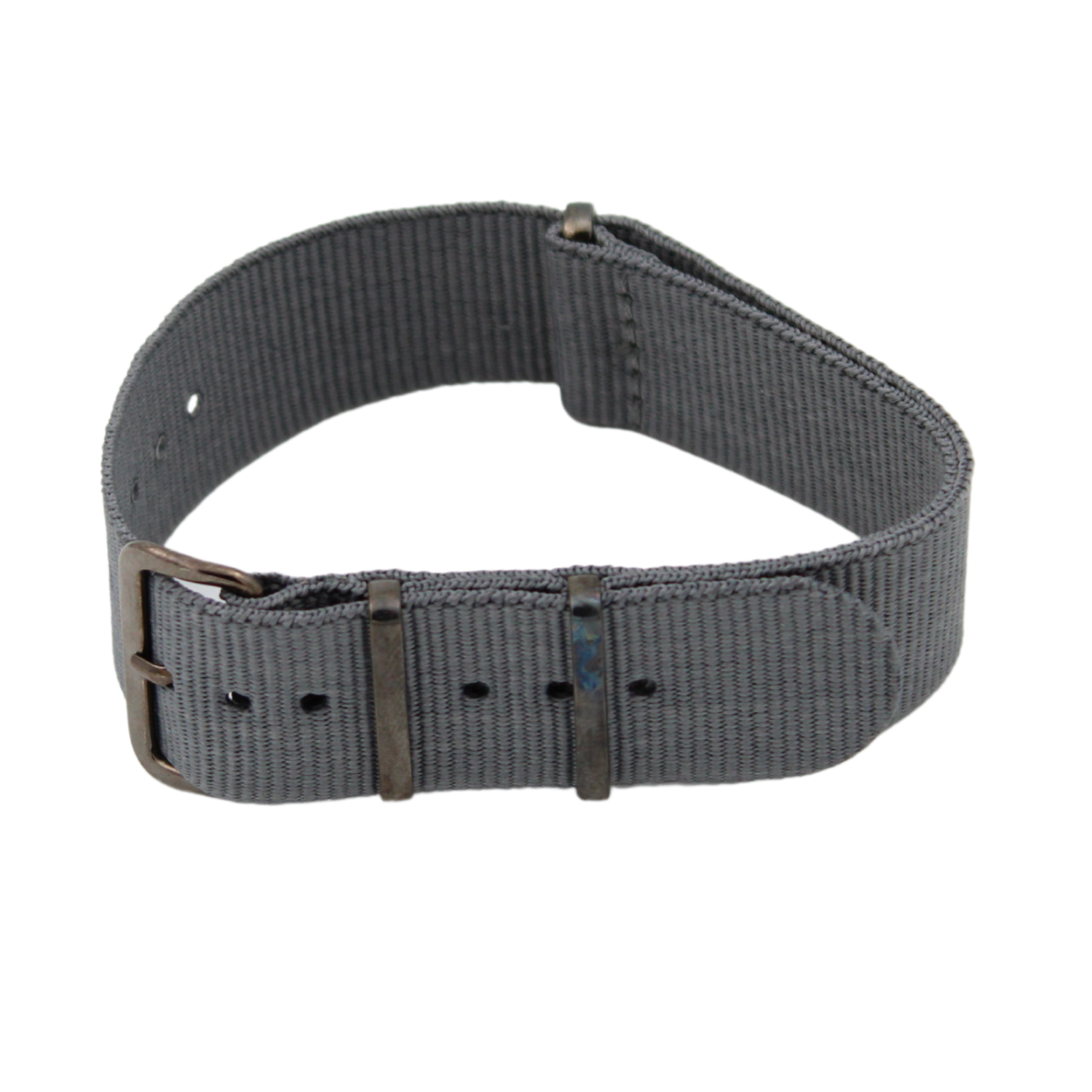 Grå NATO-rem med spænde i pistolmetal