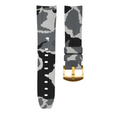 Horus 21 mm buet gummirem - Grå camouflage med guldspænde