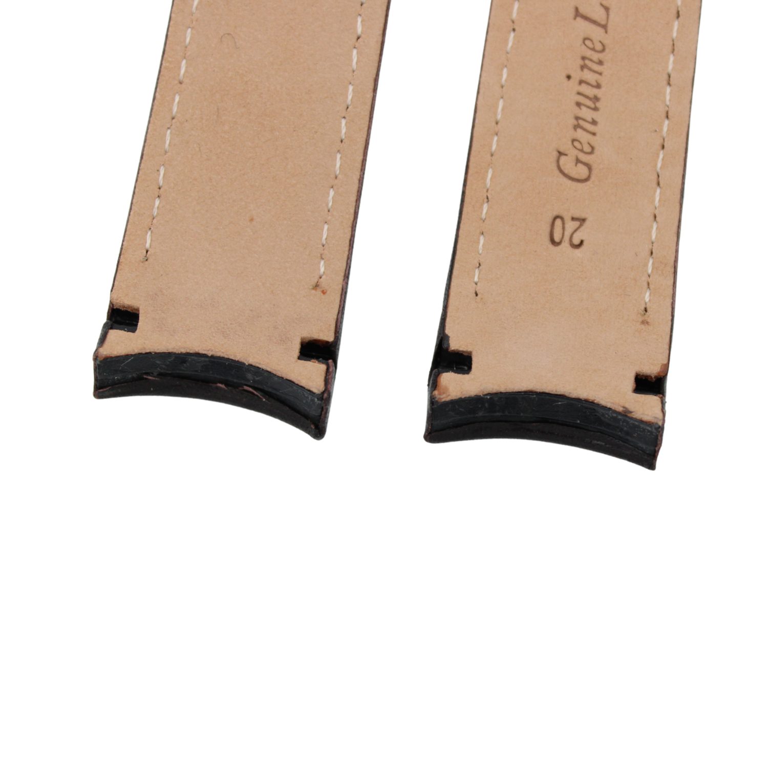 Granat - Buet sort læderrem med røde syninger