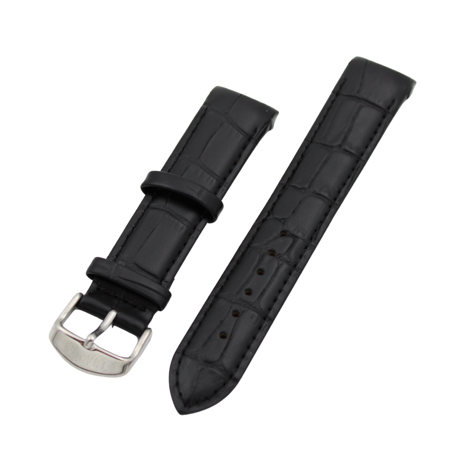 Verona Croco - Buet sort læderrem med alligatorprint