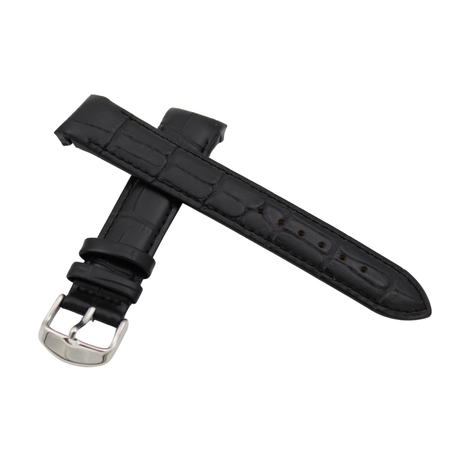 Verona Croco - Buet sort læderrem med alligatorprint