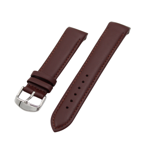 Brunello Curved - Brun læderrem med matchende syninger
