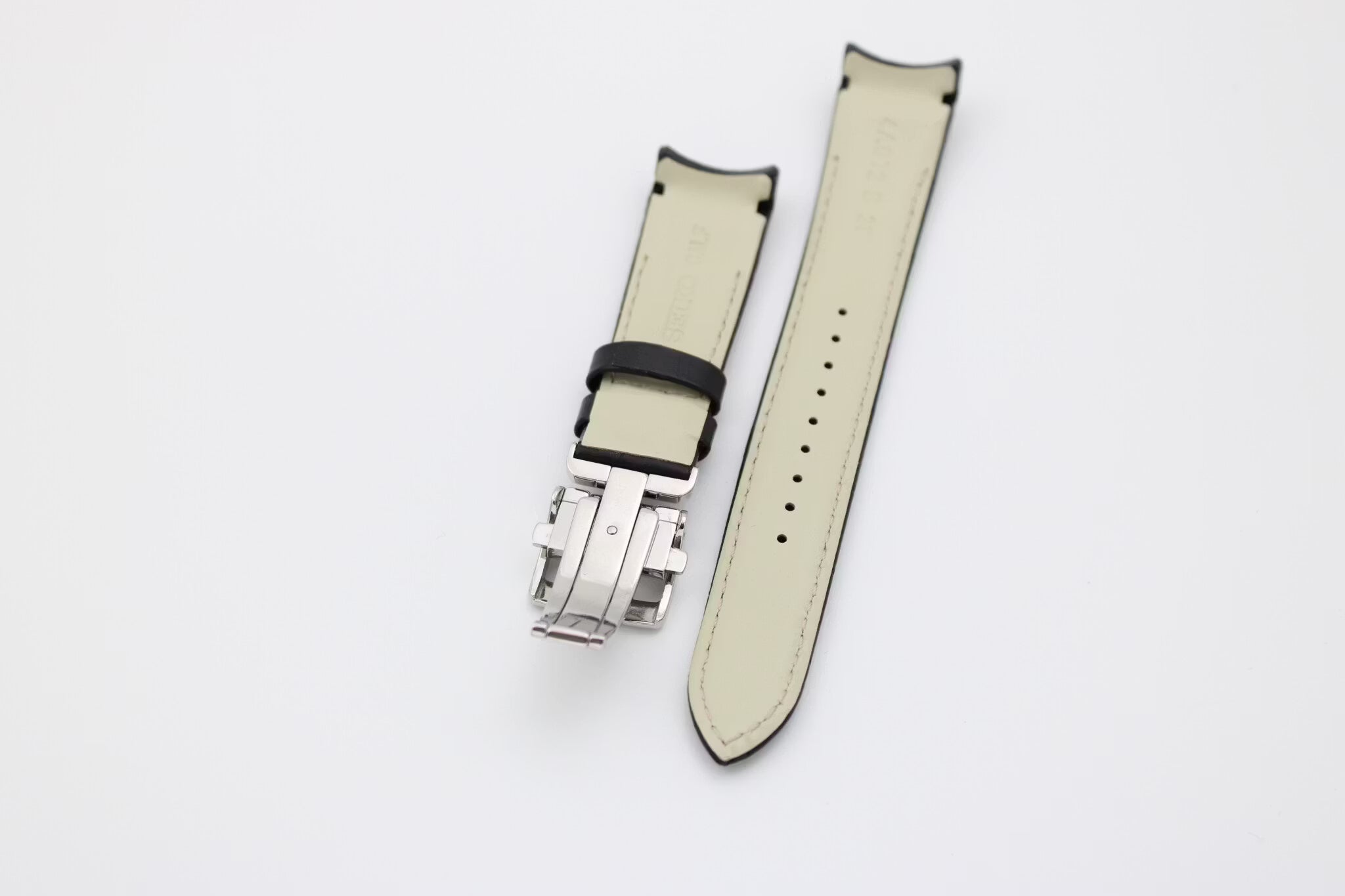 Seiko 21mm buet med krokodillemønster, sort