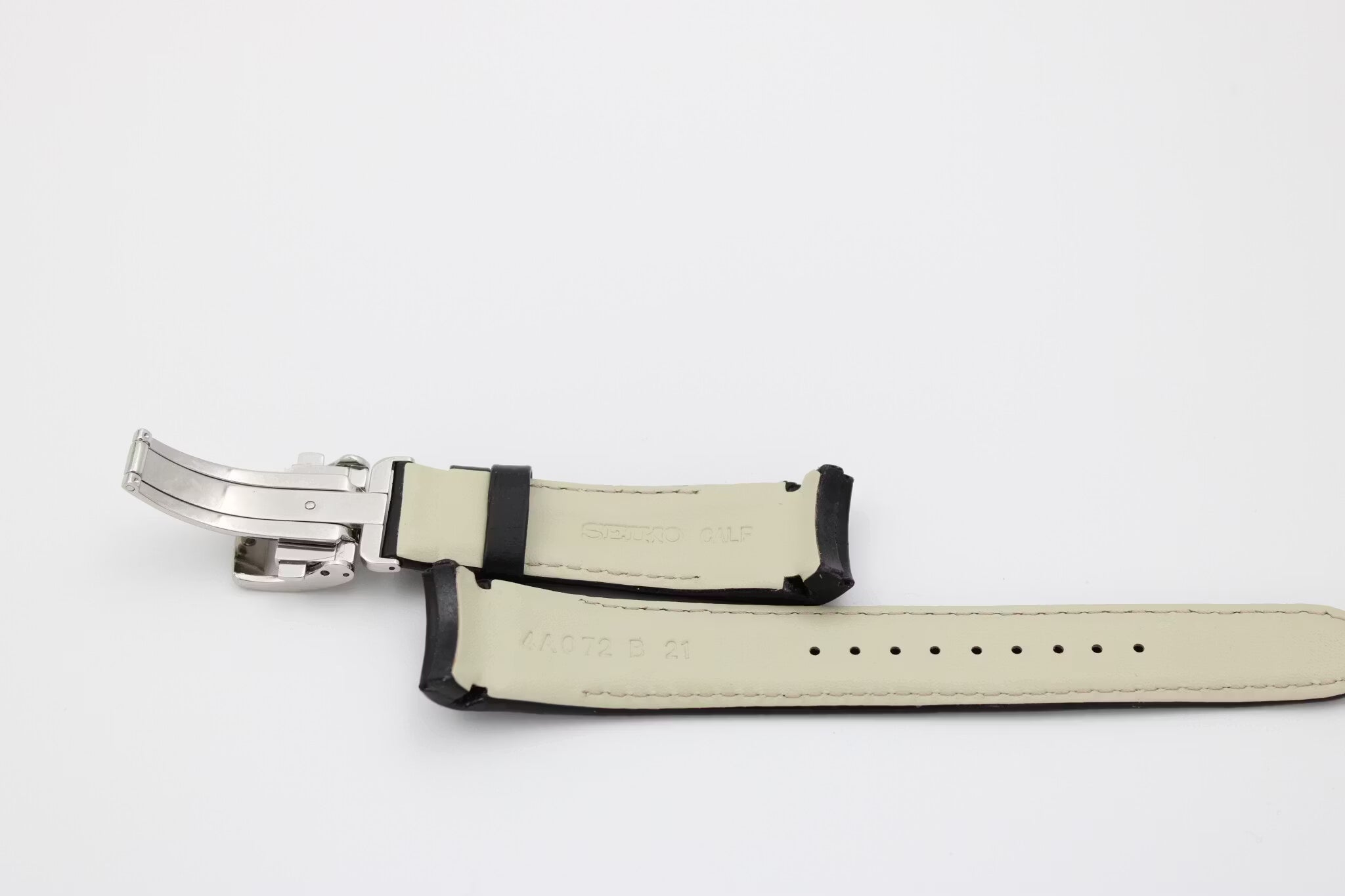 Seiko 21mm buet med krokodillemønster, sort