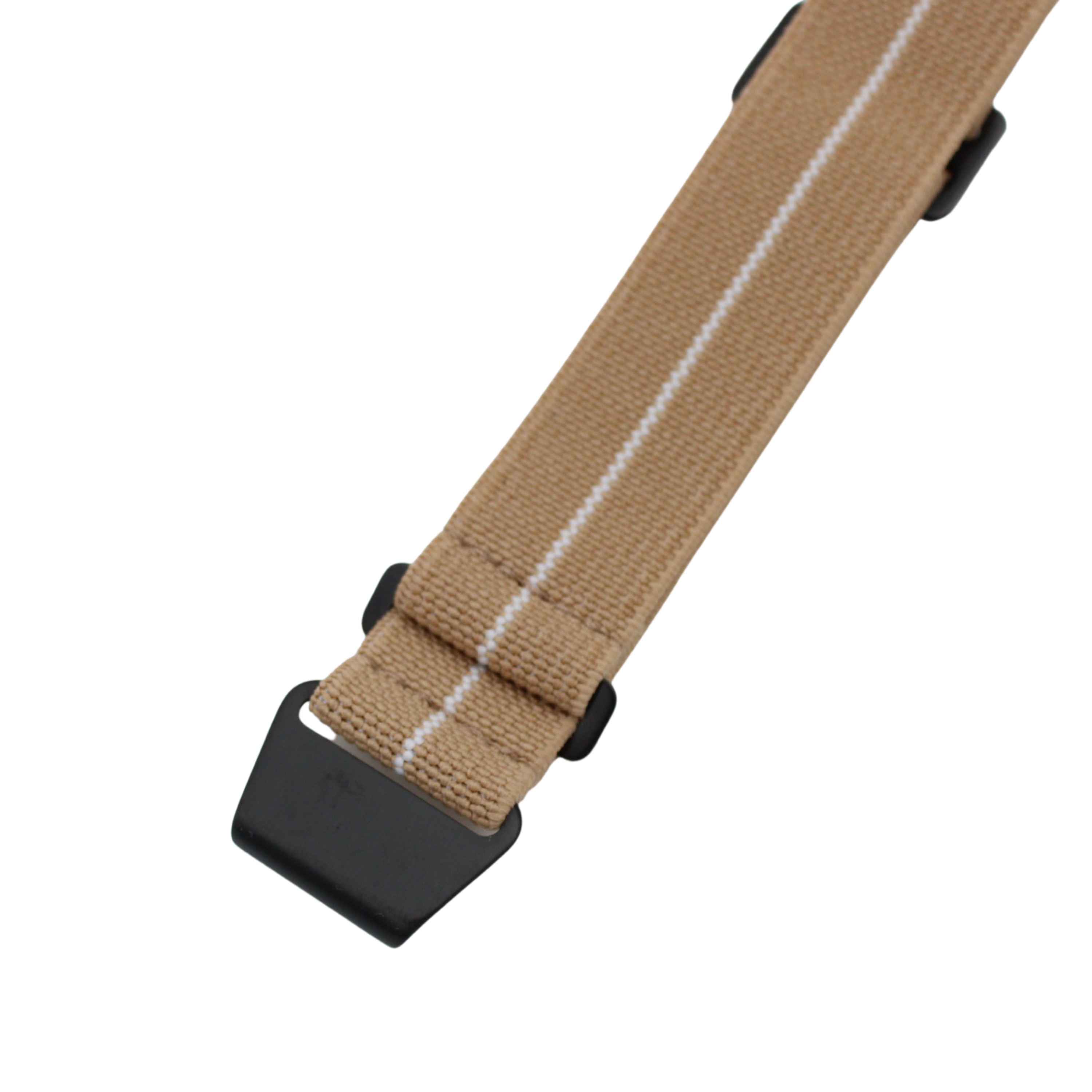 Khaki med hvit stripe parachute reim - Svart spenne